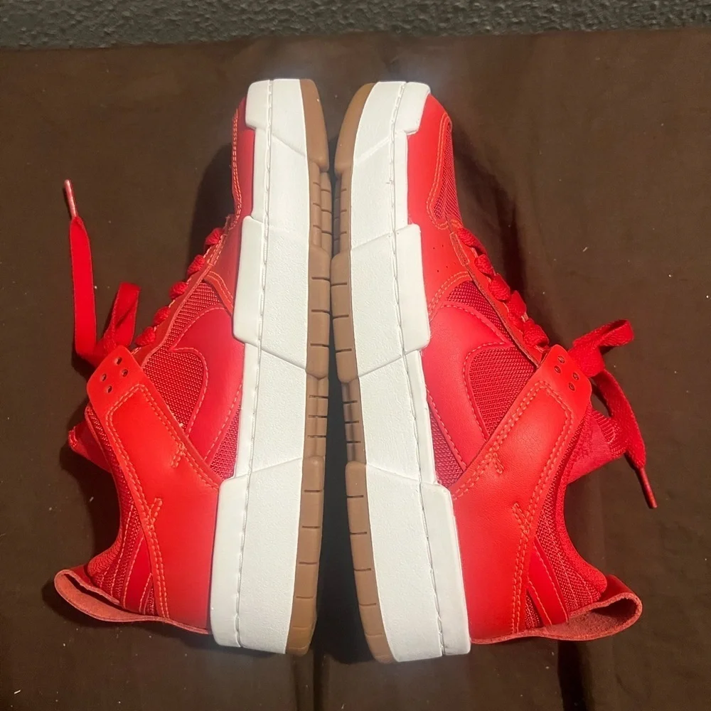 Nike Red and White Athletic Shoes Dunk Low Disruptive fits kids size 4.5 new